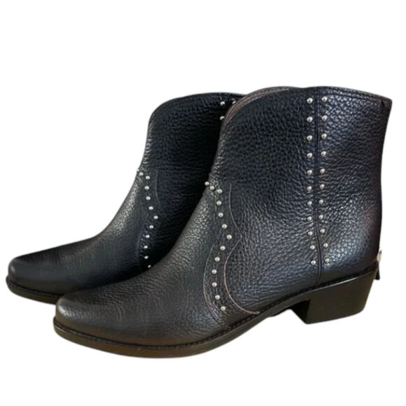 Brighton Women's Wonder Black Leather Studded Ankle Boots Back Zip Sz. 8M - Picture 2 of 9